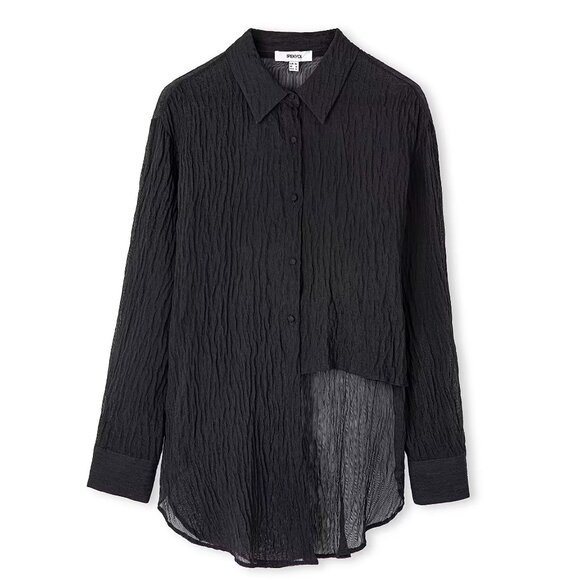 NWT ABSOLUTELY CHIC Ipekyol Sheer Asymetric Black Blouse - Picture 1 of 7